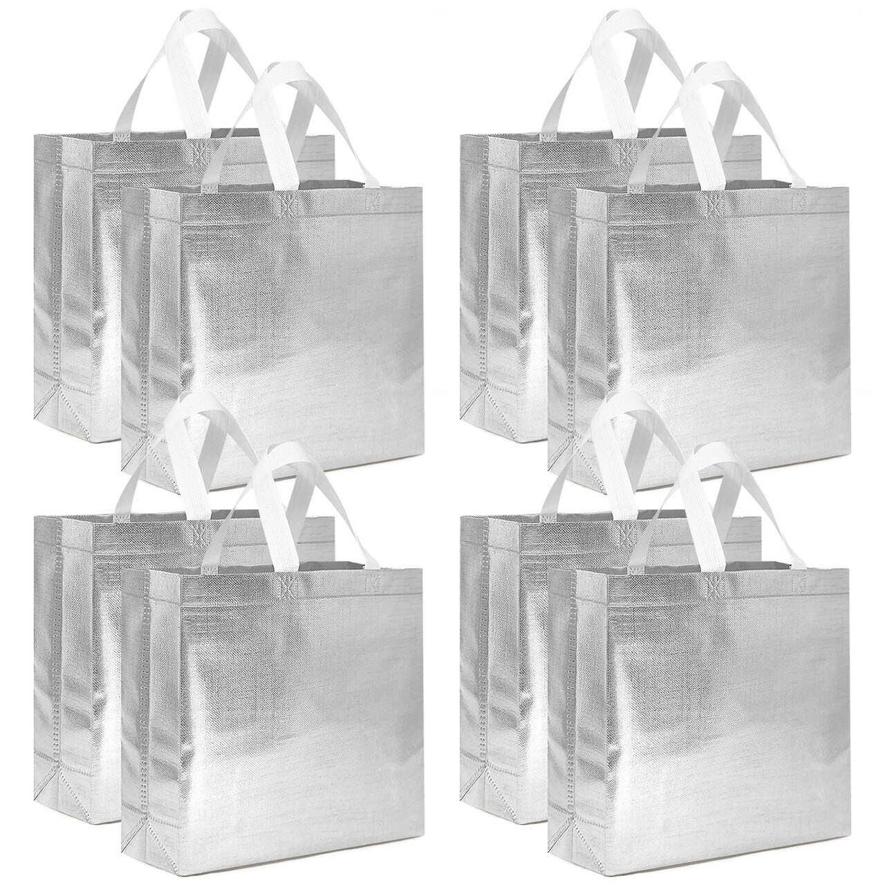 Wrapables Glossy Non-Woven Reusable Gift Bags with Handles for Weddings, Bridal Showers, Parties (Set of 8)